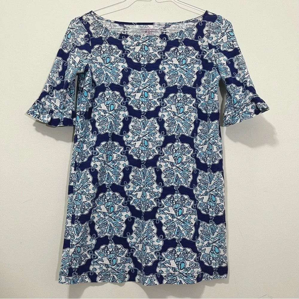 Lilly Pulitzer Tunic Dress XS Hey Sailor Mermaid Print Shift Seashells Nautical